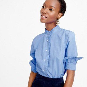 J. Crew Ruffled button-up shirt in Stripe